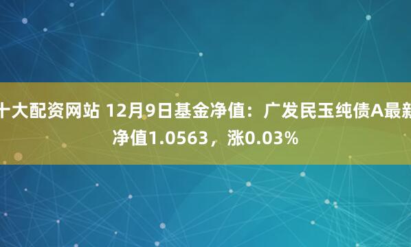 十大配资网站 12月9日基金净值：广发民玉纯债A最新净值1.0563，涨0.03%