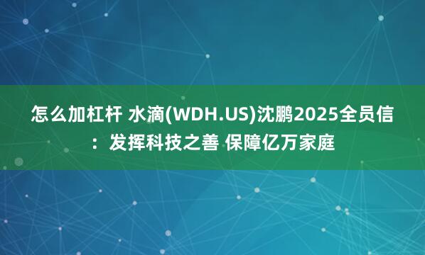 怎么加杠杆 水滴(WDH.US)沈鹏2025全员信：发挥科技之善 保障亿万家庭