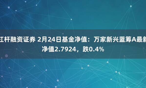 杠杆融资证券 2月24日基金净值：万家新兴蓝筹A最新净值2.7924，跌0.4%